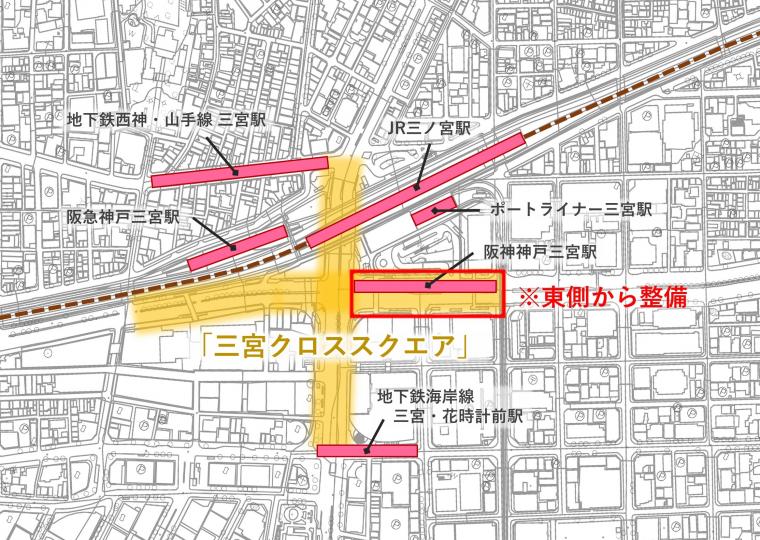 三宮クロススクエアの位置