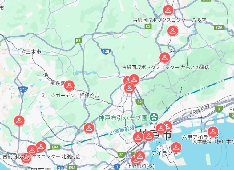 古着・古布回収マップ