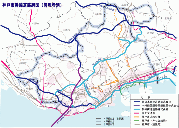 神戸の道路網図