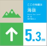 「まちかど案内サイン」に付加する海抜表示