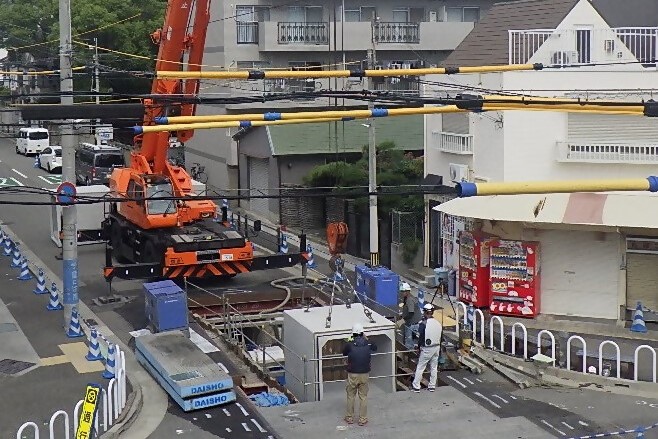 雨水幹線の布設の様子